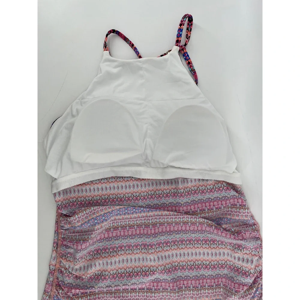 Anne Cole Tankini Swim Top Womens Large Pink Print Padded Halter Ruched Side NWT - Picture 5 of 8